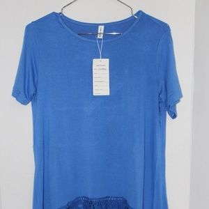 NWT Leo Rosi Blue Short Sleeve Blouse